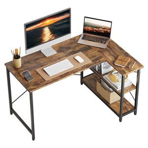 Home Office Furniture L Shaped Metal Frame Wood Studying Writing Desk Table Large Desktop Corner Studio Computer Desk