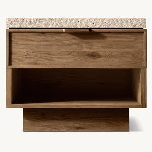 Rhoohill Customized Size Modern Wood Open Nightstand with Marble Wooden Bedside Cupboard Indoor Bedroom Furniture Night Table