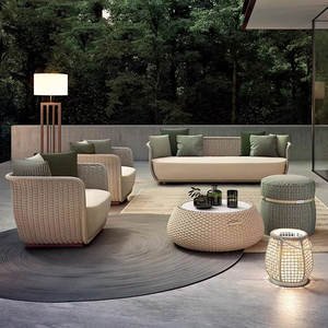Modern Luxury Patio Set Weaved Teak Wood and Rattan Bulk Aluminium Woven Rope Outdoor Furniture Garden Sofa
