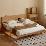 Modern Oak Wood King Bed Nordic Style Night Light Original Factory Oak Wood King Bed with Storage for Bedroom