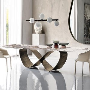 Dining Table and Chairs Golden Frame Luxury Dinning Table Set Modern Marble Dining Room Table