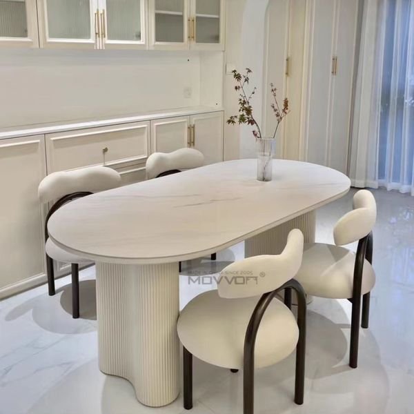 Modern Style Dining Table Sets Removable Stone Ceramic Iron Material Dining Furniture for Home Office Versatile Use