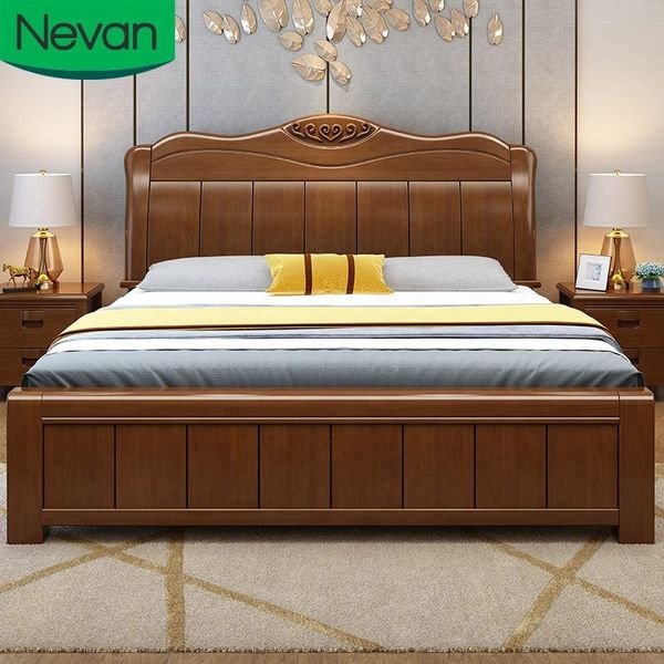 Wholesale Chinese Style Master Bedroom Furniture Set Easy Assembly king Size Queen Wooden Models Modern Bed Frame