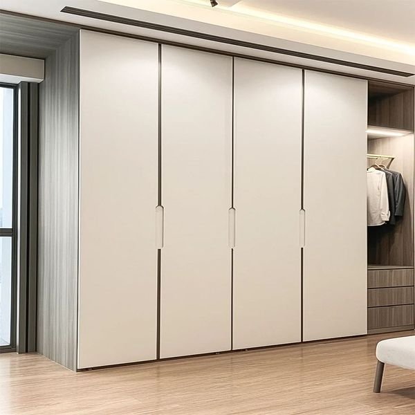 MDF Wooden Wardrobe Bedroom Furniture White Lacquer Painted Doors Bedroom Wardrobe Custom Made Wardrobe Closet