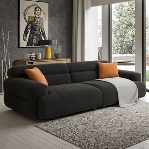 2025 New Cream Fabric Straight Row Style Sectional Sofa Set Small Four-Seater for Apartment Living Room