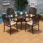 Outdoor Garden Patio Furniture Outdoor Aluminum 4 Seat Big Round Table Waterproof Retro Garden Sets Cast Aluminium Wrought Table