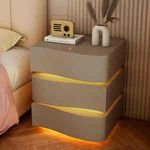 Hotel Solid Wood Modern Luxury Led Light High Quality Home White Bedside Table Nightstand With Charging Station And Led Lights