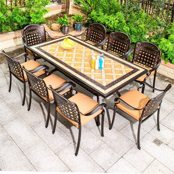 Hot Selling Aluminum Garden Sets Outdoor Balcony Furniture Cast Aluminium Frame Dining Set for Home Use
