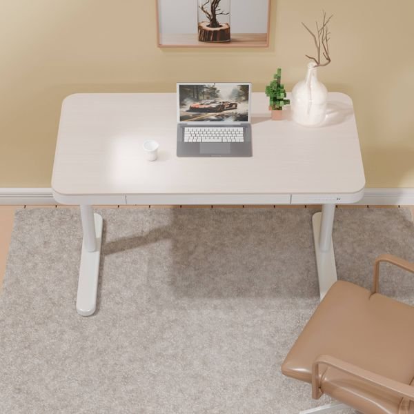 Modern Home Office Furniture PC Computer Table Adjustable Desk Height Study Desk Featuring Drawer USB Ports Metal Construction