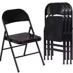 Wholesale Cheap Modern Design All Metal Folding Chairs Black White Steel Lightweight Portable for School & Outdoor Garden Events