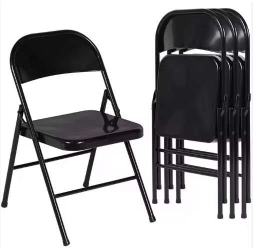 Wholesale Cheap Modern Design All Metal Folding Chairs Black White Steel Lightweight Portable for School & Outdoor Garden Events